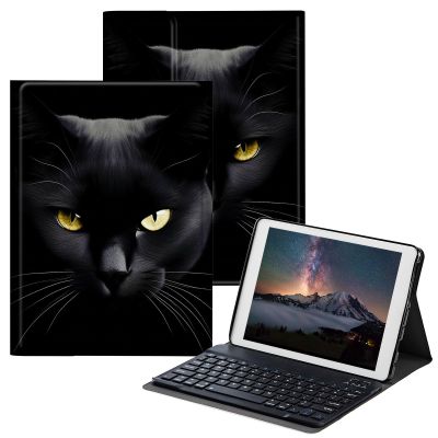 BPQOJB for Samsung Galaxy Tab S6 Lite Case 2022/2020 with Detachable Wireless Keyboard & Adjustable Stand Protect Tablet Case for Samsung Galaxy Tab S6 Lite 10.4 inch - Black Cute Cats