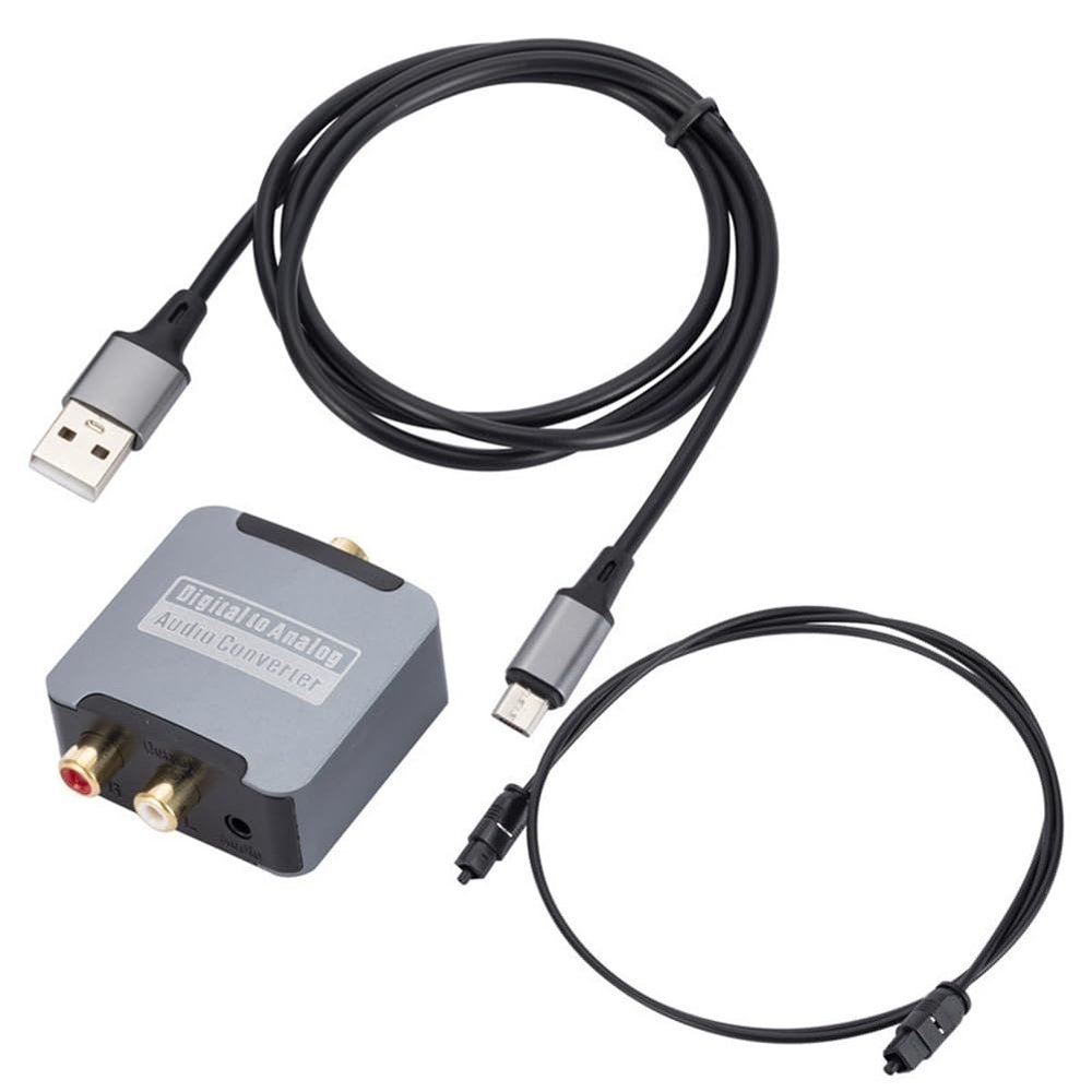 Hlsicnalm Digital Optical Fiber Coaxial Audio Converter TV SPDIF to 3.5mm Audio Digital to Analog Decoder Kit