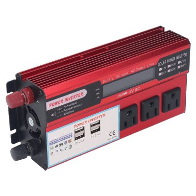 DC to AC, 100-120V Output 3 AC US Sockets Aluminum Alloy Shell 500W Car Inverter Circuit for Game Consoles (12V