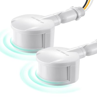 EDISHINE 2 Pack Motion Sensor, 180-Degree Replacement Motion Detector for Outdoor Lights, Adjustable Time & Detection Range Up to 60FT, 3 Modes PIR Motion Sensor for Floodlight, White, UL Listed