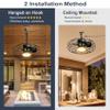 Coolbull Outdoor Ceiling Fans with Light for Patios, 20'' Wet Rated Gazebo Fan Remote&APP Control, Dimmable Hanging Fan with Plug in Cord for Pergola, Black view 3