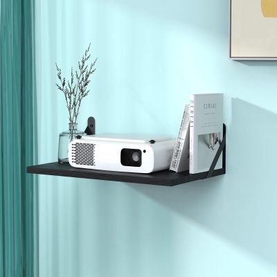 DAWASAPAT Projector Shelf,Projector Wall Mount Floating Shelf/Rack Holder Mount,PlayStation/Storage Box Modem Cable Shelf by Wood, 15.7" x 9.8"(Lx W), Max Load Reach up 20lb