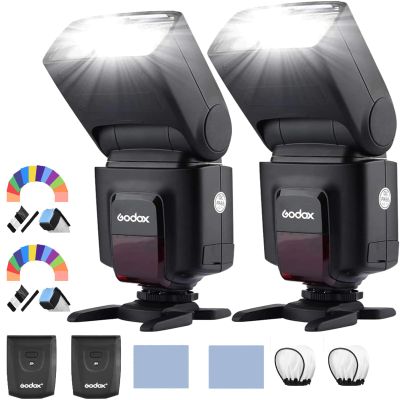 Godox 2X TT520Universal On-Camera Flash Electronic Speedlite + AT-16 2.4G Wireless Trigger Transmitter Guide Number 33 S1 S2 Modes Replacement for Canon Nikon Pentax & 2X Diffusers & 24 X Flash Gels