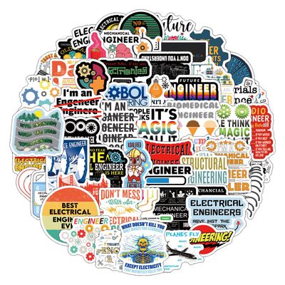 124pcs Engineering Hard Hat Stickers for Tool Box, Helmet - Funny, Prank Meme Vinyl and Waterproof Decals for Mechanics, Electricians, Union, Oilfield, Military, Construction, Weld