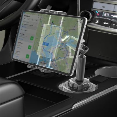 LYFICCS Metal Arm Cup Holder Car Tablet Mount for 4.7-13" iPad & Phone, 720 Rotation Cupholder Tablet Mount, Truck Cup Tablets Holder for iPad Pro 12.9 Air Mini, Galaxy Tab, Fire HD, iPhone etc