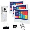 Wired Video Doorbell Apartment Intercom System 3 Units 10 Inches Touch Monitor Wireless WiFi 1080P Camera Phone Kit,Support Monitoring,Unlock for Home Villa (1 White doorbell+3 White Monitor) view 1