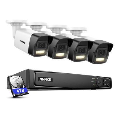 ANNKE H1200 12MP Wired Security Camera System, 4pcs H.265+ 12 Megapixel UHD PoE Surveillance Cameras, Person Vehicle Detection, Spotlight Color Night Vision, 8CH NVR with 4TB Hard Drive