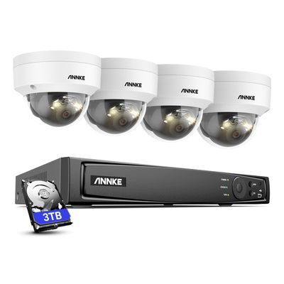 ANNKE H1200 12MP PoE Security Camera System, 4X Wired IP Dome Camera and 12MP 8CH NVR Recorder with 3TB HDD, Color Night Vision, Smart Motion Detection, IP67 Outdoor & IK08