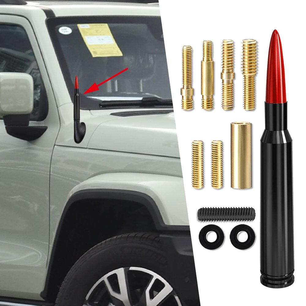 WINUERK Chrome Antenna, Car Truck Bullet Antenna, 50 Car Bullet Antenna Radio Accessories Universal Replacement for GMC Sierra 1500 Chevy Dodge Ram Silverado 1500 2500 3500 Ford F150 F250 F350