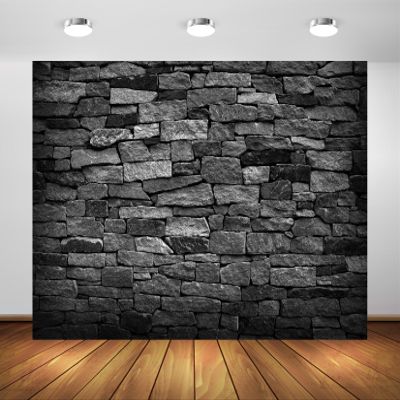Loccor 12x10ft Fabric Black Brick Wall Backdrop for Photography Vintage Stone Brick Wall Photography Background Birthday Party Baby Shower Banner Photo Studio Props