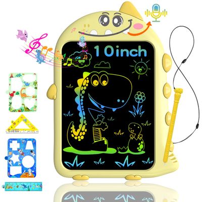 10 inch LCD Writing Tablet Kids Valentines Gfts with Record, Dino Sounds, Type-C Rechargeable,Doodle Board Toddler Learning Autism Toys for 2-6 Kids Christmas Gift