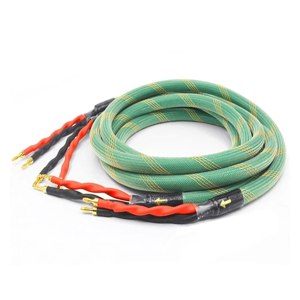 QukAn HiFi Full Frequency Speaker Cable Plug Bi-Wire Loudspeaker Wire for Amplifier CD DVD Player (Color : Banana with Net, Size : 2.5m)
