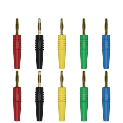 QukAn JZDZ 10pcs 2mm Gold Plated Banana Plug Electrical Connector Adaptor 5 Colors J.10005 (Color : 5 Colors x 2)