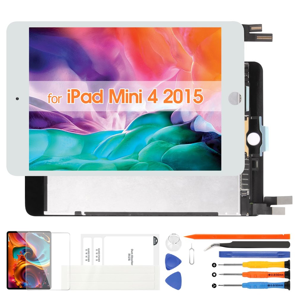 Screen Replacement for iPad mini 4 2015 LCD Display A1538 A1550 7.9" Touch Screen for iPad Mini4 LCD Digitizer Glass Full Assembly with Repair Tools 9White