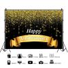 10x6.5ft Happy Anniversary Backdrop Black and Gold Glitter Spots Photography Background Wedding Anniversary Party Banner Decorations Supplies Photo Booth Props view 2