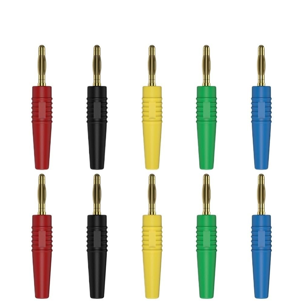 QukAn JZDZ 10pcs 2mm Gold Plated Banana Plug Electrical Connector Adaptor 5 Colors J.10005 (Color : 5 Red 5 Black)