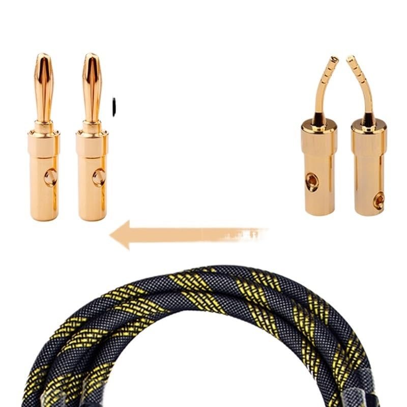 QukAn 1 Pair Speaker Cable L-4S8F OFC Audio HI-FI high-end Amplifier 4N OFC Speaker Cable Plug Cable (Color : A Pair-Banana to pin, Size : 1m)