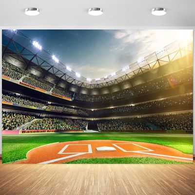 12x8ft Baseball Backdrop Baseball Field Stadium Photography Background Birthday Baby Shower Party Cake Table Banner Decorations Sport Games Photo Booth Props