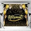 10x8ft Happy Retirement Backdrop Black and Gold Balloons Glitter Dots Photography Background for Adults Retirement Party Banner Decorations Supplies Photo Booth Props view 4