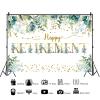 10x8ft Happy Retirement Backdrop Spring Green Leaves Gold Spots Photography Background Retirement Party Adults Portrait Banner Decorations Supplies Photo Booth Props view 2