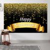 15x10ft Happy Anniversary Backdrop Black and Gold Glitter Spots Photography Background Wedding Anniversary Party Banner Decorations Supplies Photo Booth Props view 3