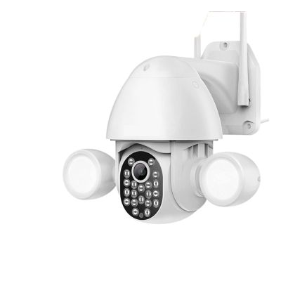 Floodlight Camera 3MP PTZ IP Camera WiFi Outdoor AI Human Detection Audio Wireless Security 4X Digital WiFi Camera with 2 Floodlights Outdoor and Indoor Camera