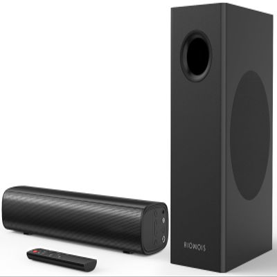 Sound Bars for Smart TV with Wired Subwoofer, 2.1 Deep Bass Small Soundbar Home Theater Surround System Speaker with 4 Inch Subwoofer, Bluetooth/Optical/AUX Connection, Compact Soundbar for TV