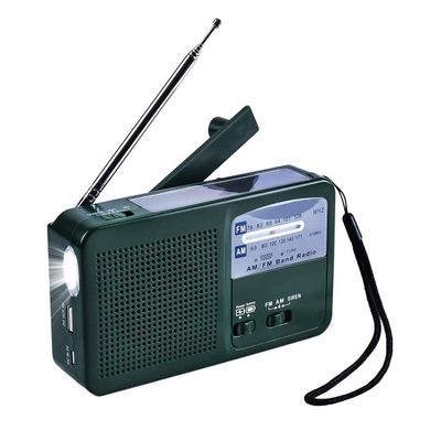 Portable Radio Fm Am Radio Solar Hand Crank Power Emergency Multiple Drive Mode Alarm Function Suitable for Listening to Radio and Playing Music (Color : White)(Green) (Green)