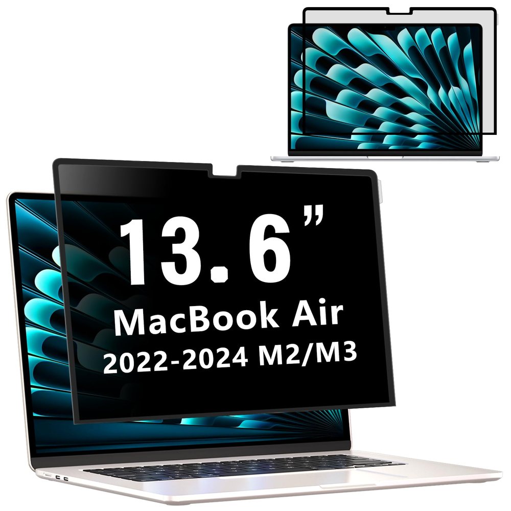 ZOEGAA MacBook Air 13.6 inch Privacy Screen, Removable Privacy Screen MacBook Air 13.6 & 13 inch 2022-2025 (M2, M3, M4, Pro, Max, Chip), Reusable Laptop Screen Protector Anti-Glare Blue Ray Reduction