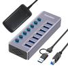 Tccmebius Powered 7-Port USB 3.0 Hub, USB C to 7 Ports USB Data Hub Splitter with Individual LED On/Off Switche, 3.3FT Cable, 12V/3A Power Adapter, for Laptop MacBook Pro/Air PC (Aluminum Gary) view 1