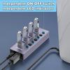 Tccmebius Powered 7-Port USB 3.0 Hub, USB C to 7 Ports USB Data Hub Splitter with Individual LED On/Off Switche, 3.3FT Cable, 12V/3A Power Adapter, for Laptop MacBook Pro/Air PC (Aluminum Gary) view 3
