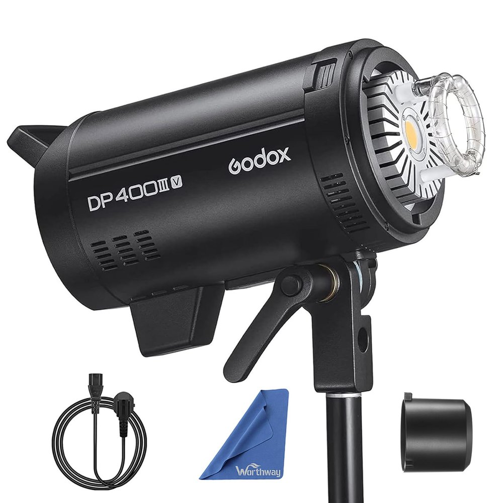 Godox DP400III-V DP400IIIV 400Ws Studio Flash Light - Bowens Mount Photography Lighting with Built-in 2.4G Wireless X System & 30W Modeling Lamp for Photographic Studio Portrait Shooting