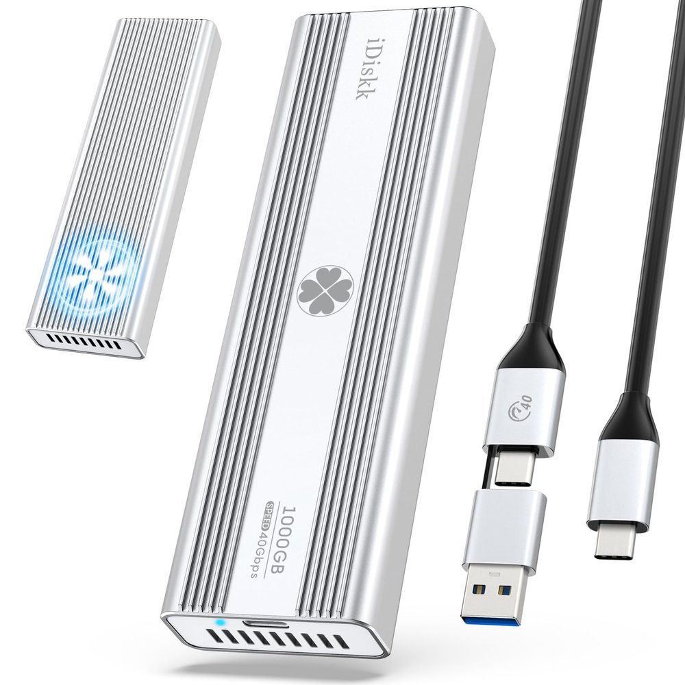 iDiskk 40Gbps 1TB M.2 NVMe SSD Professional Sturdy USB-C Aluminum External Solid State Hard Drive - Up to 3000MB/s, Thunderbolt 3 (40Gbps), USB-C (10Gbps),Compatible with USB4/3.2/3.1/3.0/2.0