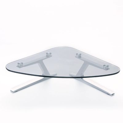 Kunovo Clear Tempered Glass Corner Monitor Stand, Ergonomic Triangle Computer Screen Riser with Aluminum Alloy Leg, Universal Desktop Organization Shelf