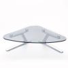 Kunovo Clear Tempered Glass Corner Monitor Stand, Ergonomic Triangle Computer Screen Riser with Aluminum Alloy Leg, Universal Desktop Organization Shelf view 1