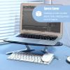 Kunovo Clear Tempered Glass Corner Monitor Stand, Ergonomic Triangle Computer Screen Riser with Aluminum Alloy Leg, Universal Desktop Organization Shelf view 4