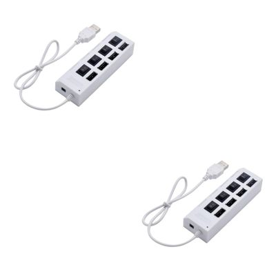 HOMSFOU 2pcs USB Hub Port Independent USB Divider for Easy Device Connectivity Office School Compact Design Built Cable