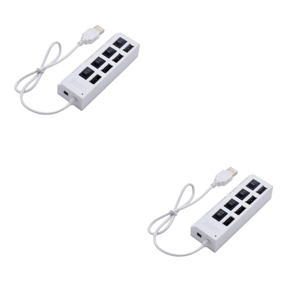 HOMSFOU 2pcs USB Hub Port Independent USB Divider for Easy Device Connectivity Office School Compact Design Built Cable