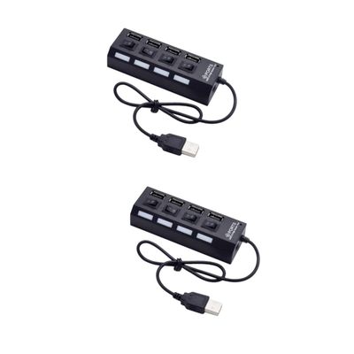 HOMSFOU 2pcs 4 4-Port USB Hub Laptop USB Port Expander Splitter for Keyboard Mouse Webcam Mp3 Player Etc