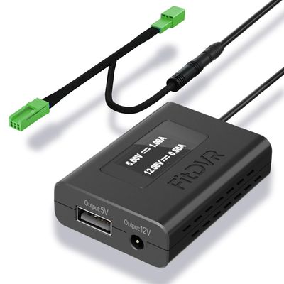 FitDVR Dash Camera Power Adapter (3-Pin) for for Volvo, Polestar and More, LED Display USB Power Source, Connects to Rearview Mirror, Easy to Install, 5V 12V Output, D3-015