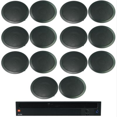 Audiosavings Bundle: (1) JBI CSA1300Z 1 Channel 300w 70v Commercial Amplifier Rack Mount Amp Bundle with (7) 2 Rockville CC65T Black 6.5" Commercial 70v Ceiling Speakers for Restaurant (Items 8)