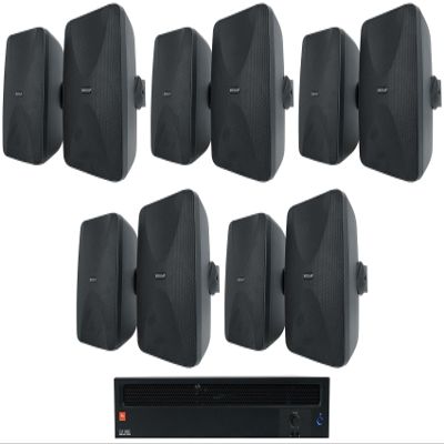 Audiosavings Bundle: (1) JBI CSA1300Z 1 Channel 300w 70v Commercial Amplifier Rack Mount Amp Bundle with (5) 2 Rockville WET-6525B 6.5" 70V Commercial Indoor/Outdoor Wall Speakers in Black (Items 6)