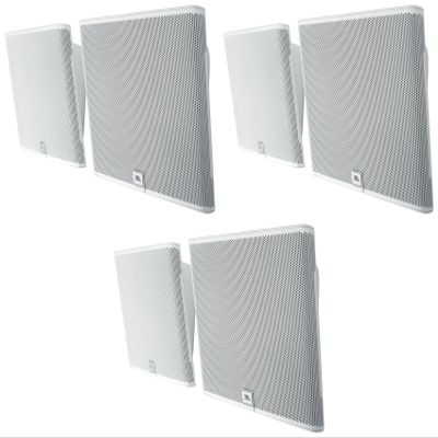 Audiosavings Bundle: (3) Pair JBI SLP12/T-WH Sleek Low-Profile On Wall Mount 3" 70v Commercial Speakers (Items 3)