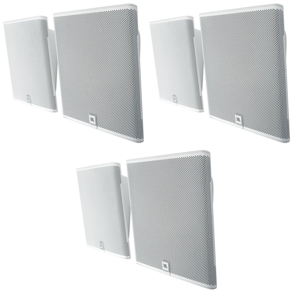Audiosavings Bundle: (3) Pair JBI SLP12/T-WH Sleek Low-Profile On Wall Mount 3" 70v Commercial Speakers (Items 3)