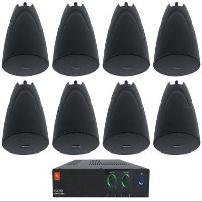 Audiosavings Bundle: (1) JBI CSA 280Z 2 x 80w Commercial 70v Amplifier Amp 4 Restaurant/Bar/Cafe CSA280Z Bundle with (8) Rockville PEN-525T Black 5.25" 70V Hanging Pendant Speaker Commercial (Items 9)