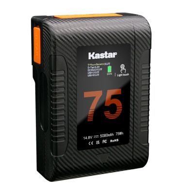 Kastar BP-Z75W Compact V-Mount Battery Compatible with Vaxis Storm 058 Pro 5.5" Wireless Touchscreen Monitor, SWIT 17.3" 4K/8K 12G-SDI Studio Monitor, 23.8" 4K/8K 12G-SDI Studio Monitor