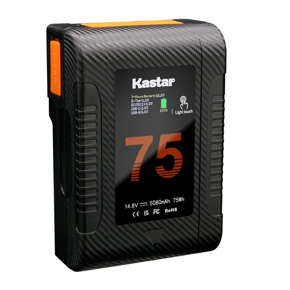 Kastar BP-Z75W Compact V-Mount Battery Compatible with Vaxis Storm 058 Pro 5.5" Wireless Touchscreen Monitor, SWIT 17.3" 4K/8K 12G-SDI Studio Monitor, 23.8" 4K/8K 12G-SDI Studio Monitor