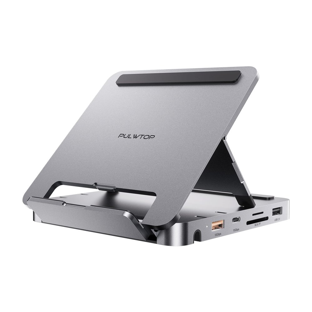 USB C Hub for iPad Pro, PULWTOP Docking Station for iPad M4, 4K@60Hz HDMI, 100W PD Aluminum Hub with SSD Enclosure, Stand Dock for i-Pad Mini 6th Gen, No Support Lightning Port