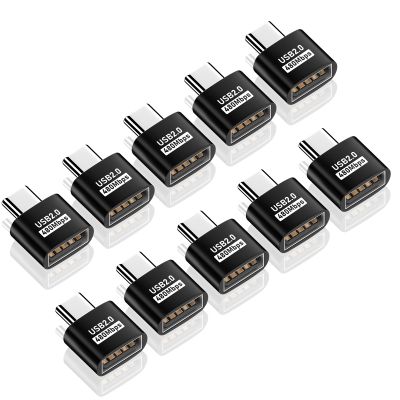 Duttek USB C to USB Adapter - 10 Pack, USB Type C Male to USB A Female Extension, Supports 480Mbps Data Transfer & OTG Function for Phone, Laptop (Black)