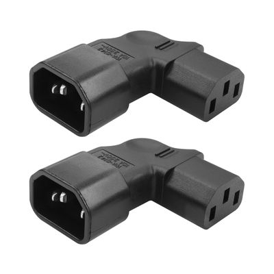 C14 to C13 Power Adapter YACSEJAO 2PCS IEC320 C14 to C13 Right Angle Power Adapter 90 Degree C14 to C13 Plug Kettle Turn Power Extension Adapter (Right Angle)